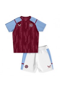 Aston Villa Jalkapallovaatteet Lasten Kotipeliasu 2023-24 Lyhythihainen (+ Lyhyet housut)